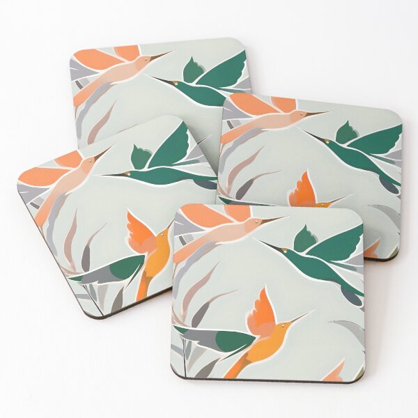 Item preview, Birds Flying From Branch To Branch Green And Peach designed and sold by Ciervo Primavera.