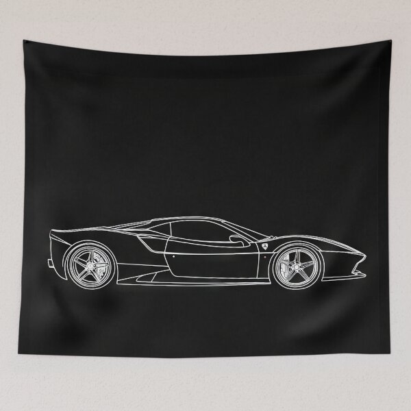 Item preview, Ferrari 296 GTB - Elegant outline of a luxury sports car on a solid black background, highlighting its refined design and curves. designed and sold by Jerhus.