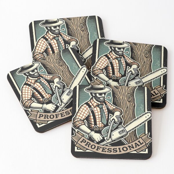 Item preview, Lumberjack with Chainsaw Rustic Artwork for Arborists designed and sold by IceBathDESIGNS.
