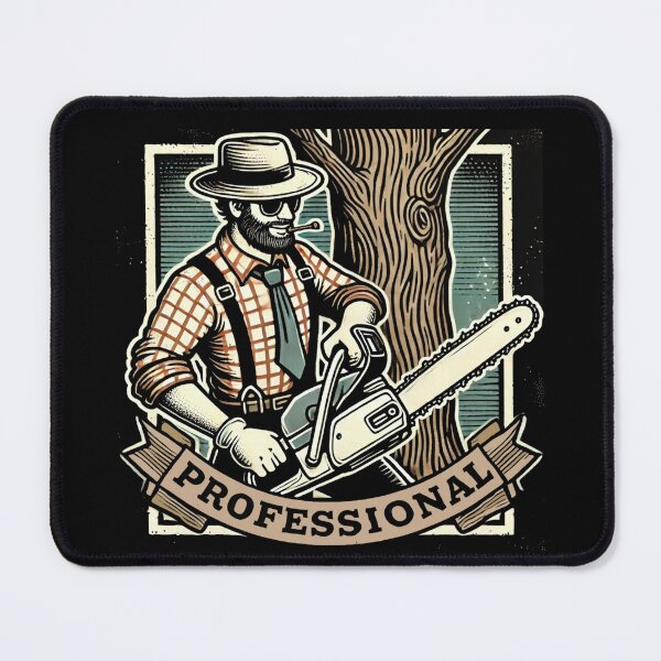 Item preview, Lumberjack with Chainsaw Rustic Artwork for Arborists designed and sold by IceBathDESIGNS.