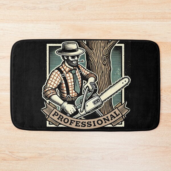 Item preview, Lumberjack with Chainsaw Rustic Artwork for Arborists designed and sold by IceBathDESIGNS.