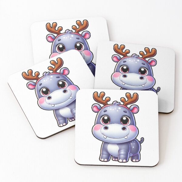 Item preview, Cute Hippo with Reindeer Antlers designed and sold by Chokhdi289shop.