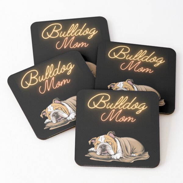 Artikelvorschau, Bulldog Mom Pink und Teal Ribbon - Schlafende englische Bulldogge entworfen und verkauft von Smix Pixels.