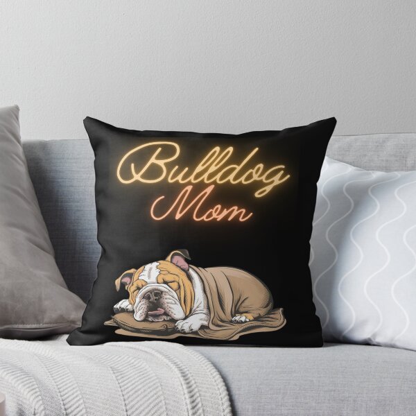 Artikelvorschau, Bulldog Mom Pink und Teal Ribbon - Schlafende englische Bulldogge entworfen und verkauft von Smix Pixels.