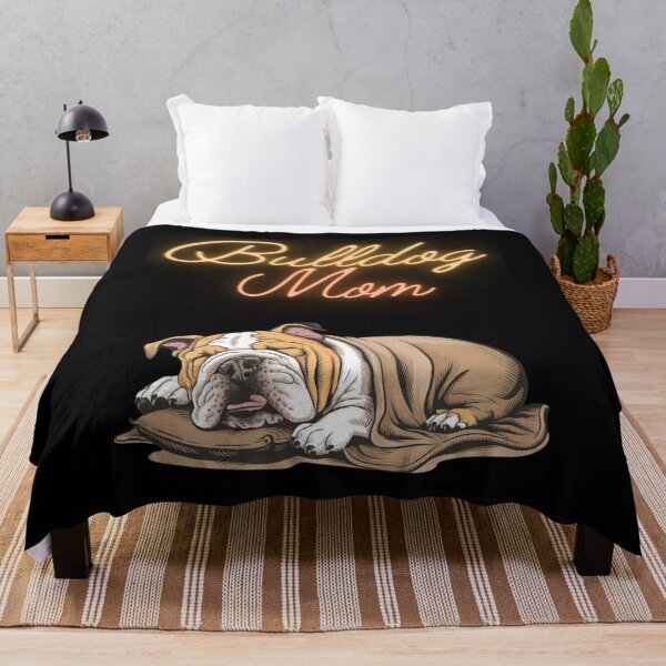 Artikelvorschau, Bulldog Mom Pink und Teal Ribbon - Schlafende englische Bulldogge entworfen und verkauft von Smix Pixels.