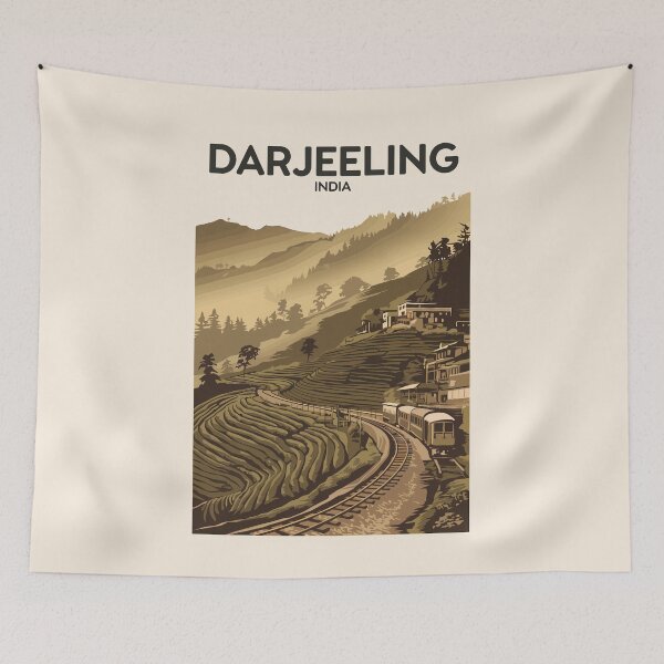 Item preview, Darjeeling India Illustration Travel Art Vintage designed and sold by KrisSidDesigns.