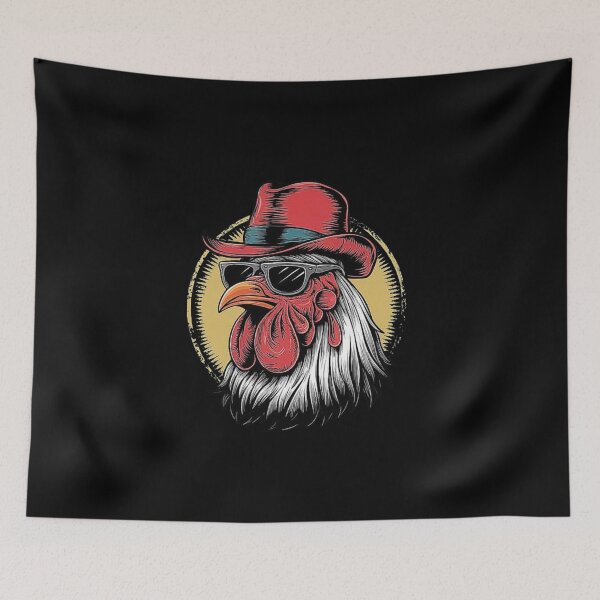 Item preview, Cool Rooster in Hat Design - Retro Chicken Illustration designed and sold by love3617.
