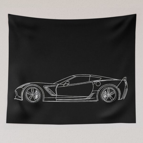 Item preview, Chevrolet Corvette Z06 - Elegant silhouette of a sports car with a modern design on a black background, highlighting curves and details. designed and sold by Jerhus.