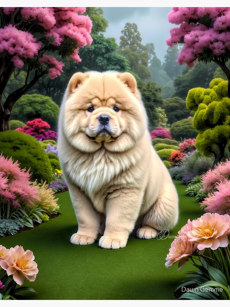 Thumbnail 3 of 3, Sticker, Gilda Cream Chow Chow Puppy Portrait Painting designed and sold by DawnG35105.