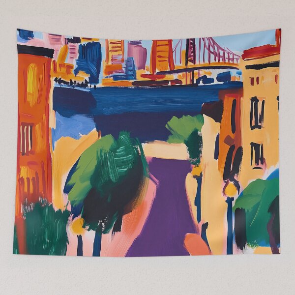 Item preview, San Francisco Golden Gate and Streets in Fauvist Artistic Style designed and sold by Moisky Art.