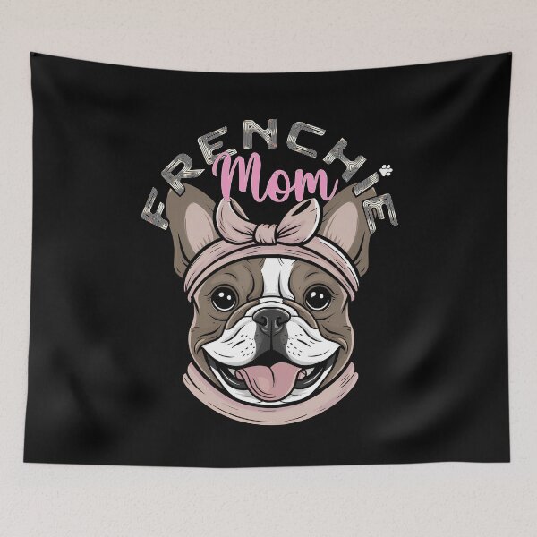 Artikelvorschau, Frenchie Mama Purple Ribbon - Süße französische Bulldogge entworfen und verkauft von Smix Pixels.