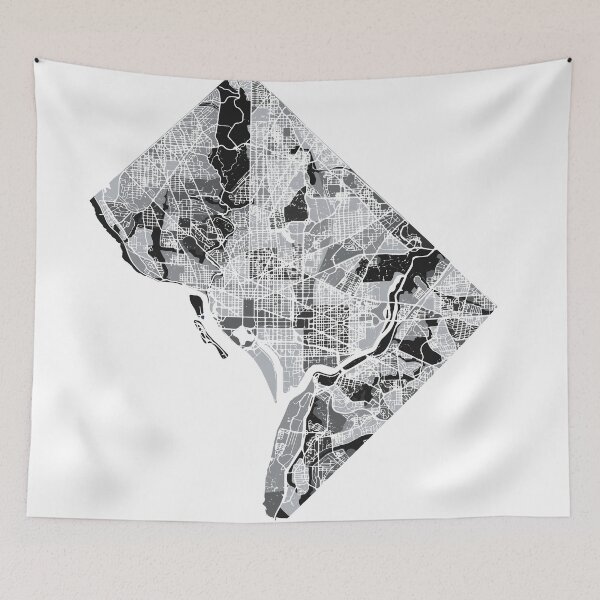 Item preview, Washington DC Neighborhood Map BW designed and sold by polliadesign.