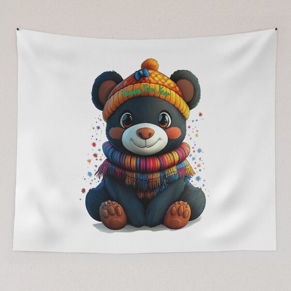 Item preview, Happy New Year, Cozy Bear, Winter Joy, Festive Bear, Colorful Scarf designed and sold by BukkyStory.