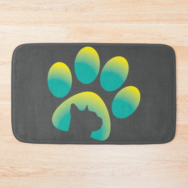 Item preview, Cat silhouette paw print teal and yellow gradient graphic designed and sold by NobizArtwerkz.