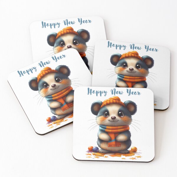 Item preview, Happy New Year, Festive Mouse, Cute Winter Art, Cozy Vibes, Celebration designed and sold by BukkyStory.