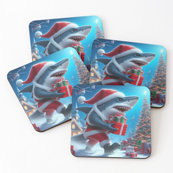 Item preview, land shark in santa hat stealing gifts designed and sold by Outlandishrob.