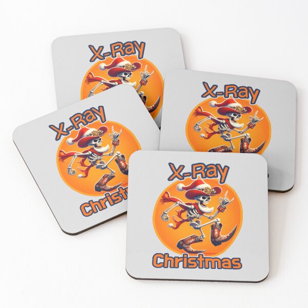 Item preview, X-Ray Christmas Cheerful Skeleton in Orange and Red Cowboy Style designed and sold by SplashTastic.