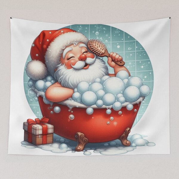 Item preview, Santa Claus Enjoying a Festive Bubble Bath designed and sold by HendAhabib.