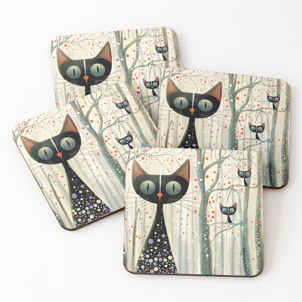 Item preview, Classic Cat Family. Mother & cheeky Tree climbing kitten design. designed and sold by Shoot-The-Moon.