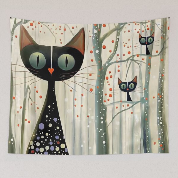 Item preview, Classic Cat Family. Mother & cheeky Tree climbing kitten design. designed and sold by Shoot-The-Moon.