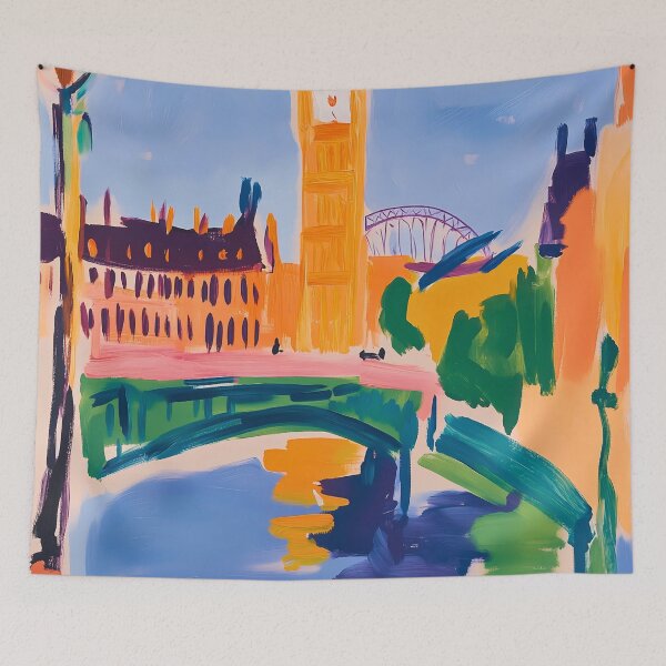Item preview, London Big Ben and Bridge in Abstract Matisse-Inspired Style designed and sold by Moisky Art.