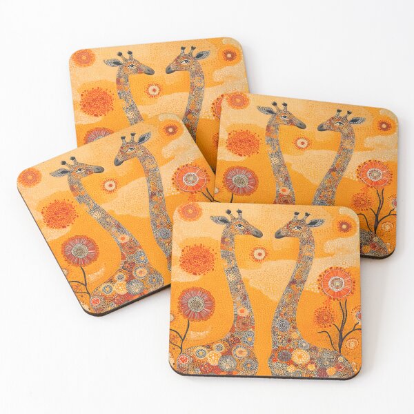 Item preview, Colorful giraffes in vibrant African landscape artwork designed and sold by Artessie.
