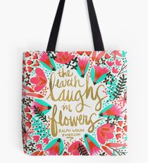The Earth Laughs in Flowers – Pink & Gold Tote Bag