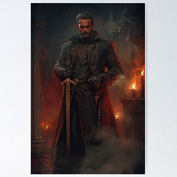 Item preview, Mysterious Figure Holding Ornate Sword designed and sold by artwaves.
