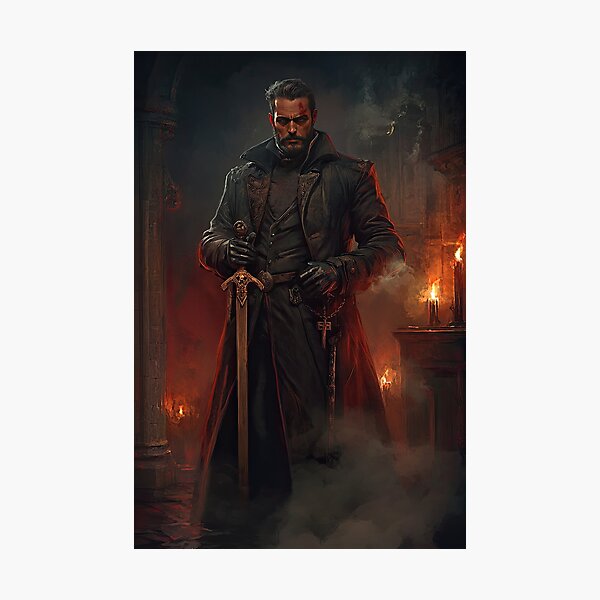 Item preview, Mysterious Figure Holding Ornate Sword designed and sold by artwaves.