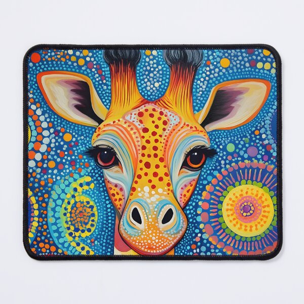 Item preview, Colorful giraffe in a dot-filled abstract background designed and sold by Artessie.