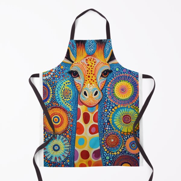 Item preview, Colorful giraffe in a dot-filled abstract background designed and sold by Artessie.