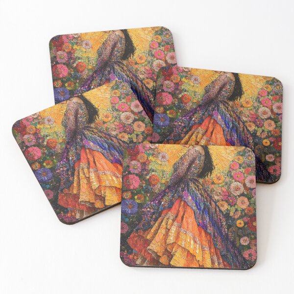 Item preview, Colorful mosaic of woman in dress with floral backdrop. designed and sold by Artessie.