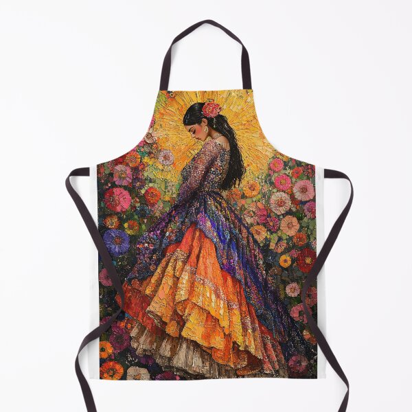 Item preview, Colorful mosaic of woman in dress with floral backdrop. designed and sold by Artessie.