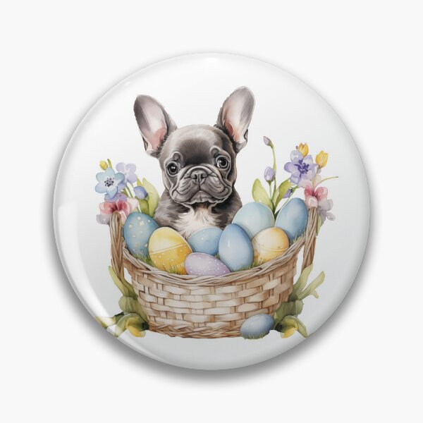 Item preview, Easter egg basket with french bulldog - Frenchie dog puppy with easter holiday designed and sold by Daydreamsatdawn.