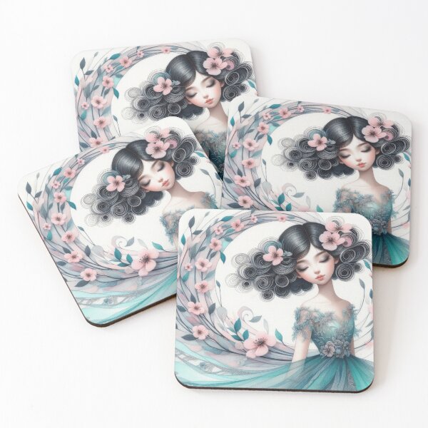 Item preview, A stunning girl in the swirl floral wind. designed and sold by ideandesign.