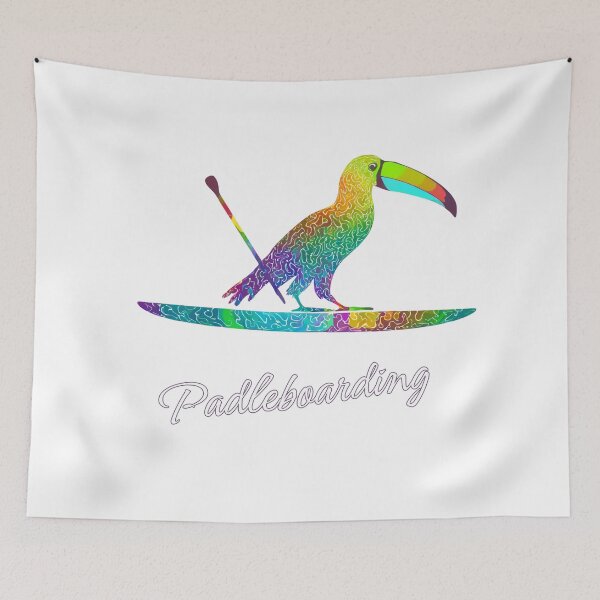 Item preview, Colorful Toucan on Paddleboard - Tropical and Kitesurf Art. Ramphastos sulfuratus designed and sold by StyleFused.