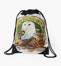 The Owl and the Pussycat Find Peace Drawstring Bag