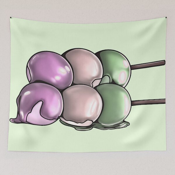 Item preview, Green Background Cute Japanese Sakura Viewing Hanami Dango designed and sold by MptR.