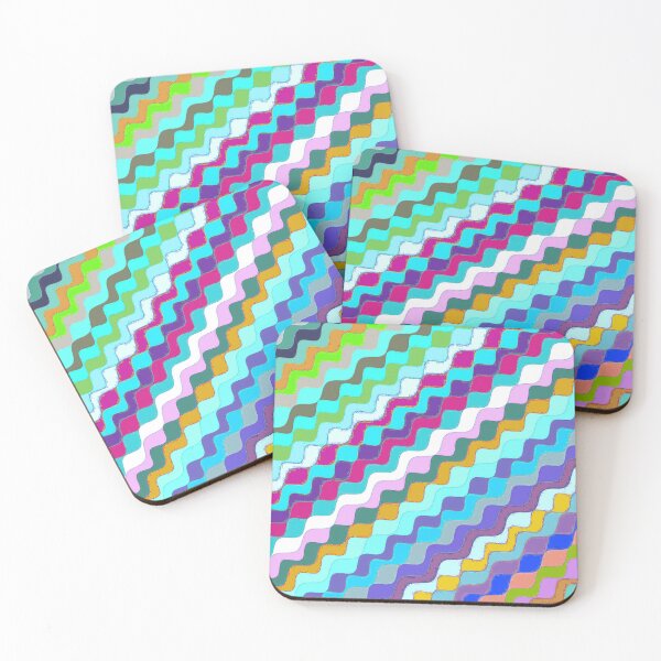 Aperçu de l'œuvre Ondes fractales angulaires multicolores abstraites 19 créée et vendue par SXW Designs.