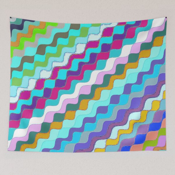 Aperçu de l'œuvre Ondes fractales angulaires multicolores abstraites 19 créée et vendue par SXW Designs.