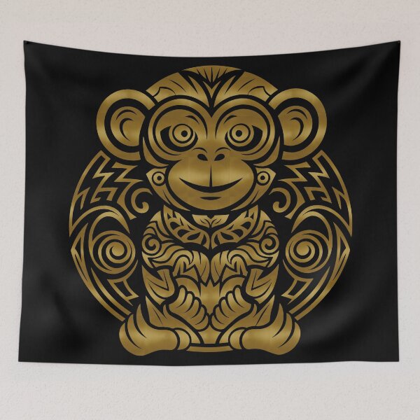 Item preview, The Monkey - Chinese Zodiac - Tribal Gold designed and sold by TrippyOutfitter.