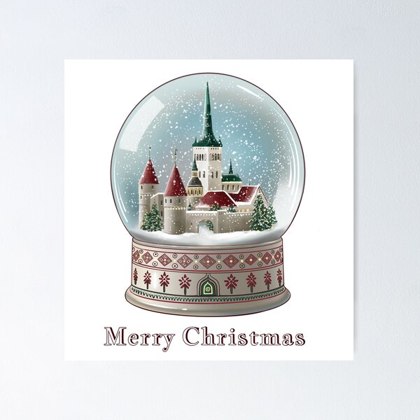 Item preview, Bola de nieve de invierno para Navidad | Ciudad medieval | Tallin designed and sold by OndeArt.