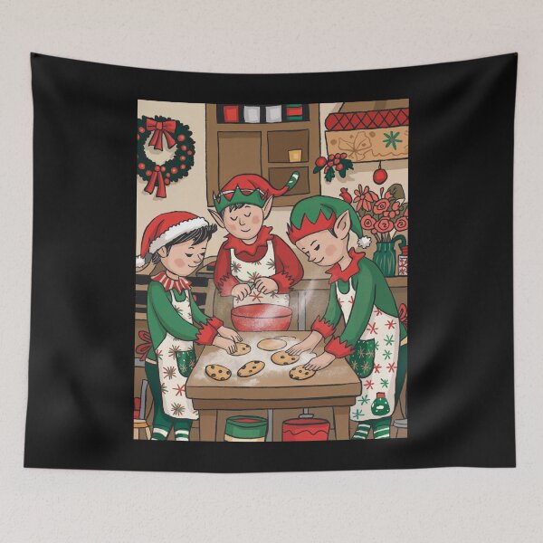 Item preview, Elves Baking Cookies in a Cozy Kitchen designed and sold by McVrax.