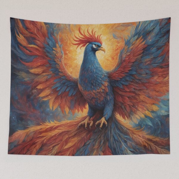 Item preview, Beautiful Orange Red and Blue Pheonix designed and sold by CriaCreative.