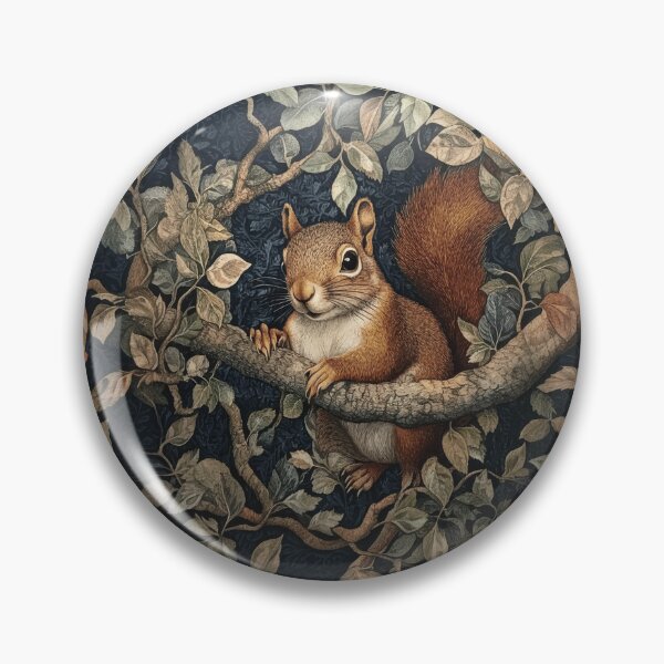 Item preview, Red Squirrel in a Tree William Morris Style designed and sold by AntiqueImages.