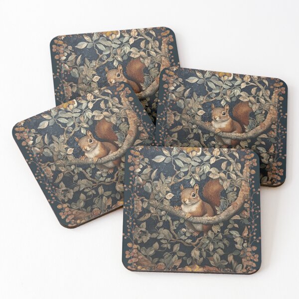 Item preview, Red Squirrel in a Tree William Morris Style designed and sold by AntiqueImages.