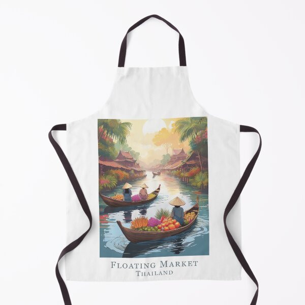 Item preview, Vintage travel poster Thailand – Minimal Retro Design of the Floating Market designed and sold by pod24.