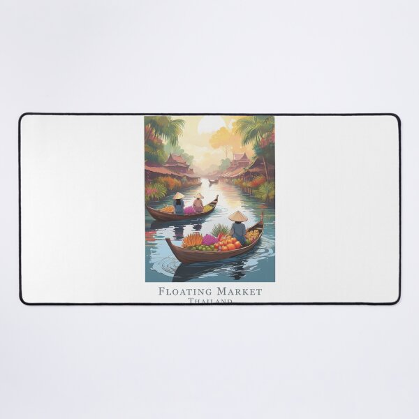 Item preview, Vintage travel poster Thailand – Minimal Retro Design of the Floating Market designed and sold by pod24.
