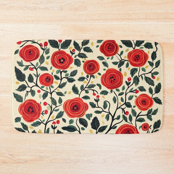 Item preview, Red Rose and Green Leaf Floral Pattern Design. designed and sold by HEMRO.