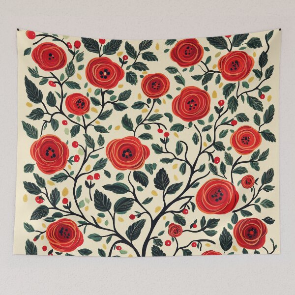 Item preview, Red Rose and Green Leaf Floral Pattern Design. designed and sold by HEMRO.